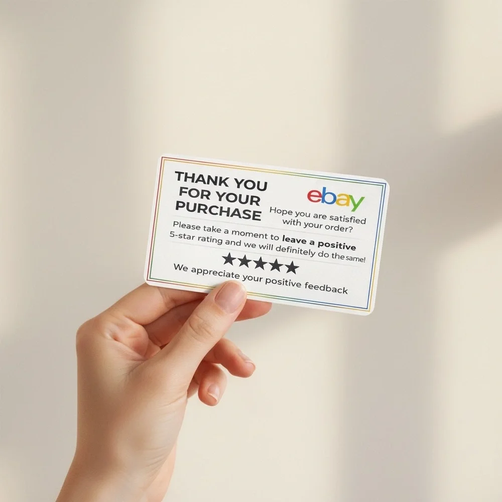 50 eBay Thank You Cards | Feedback Reminder Inserts for Online Sellers 3.5x2 